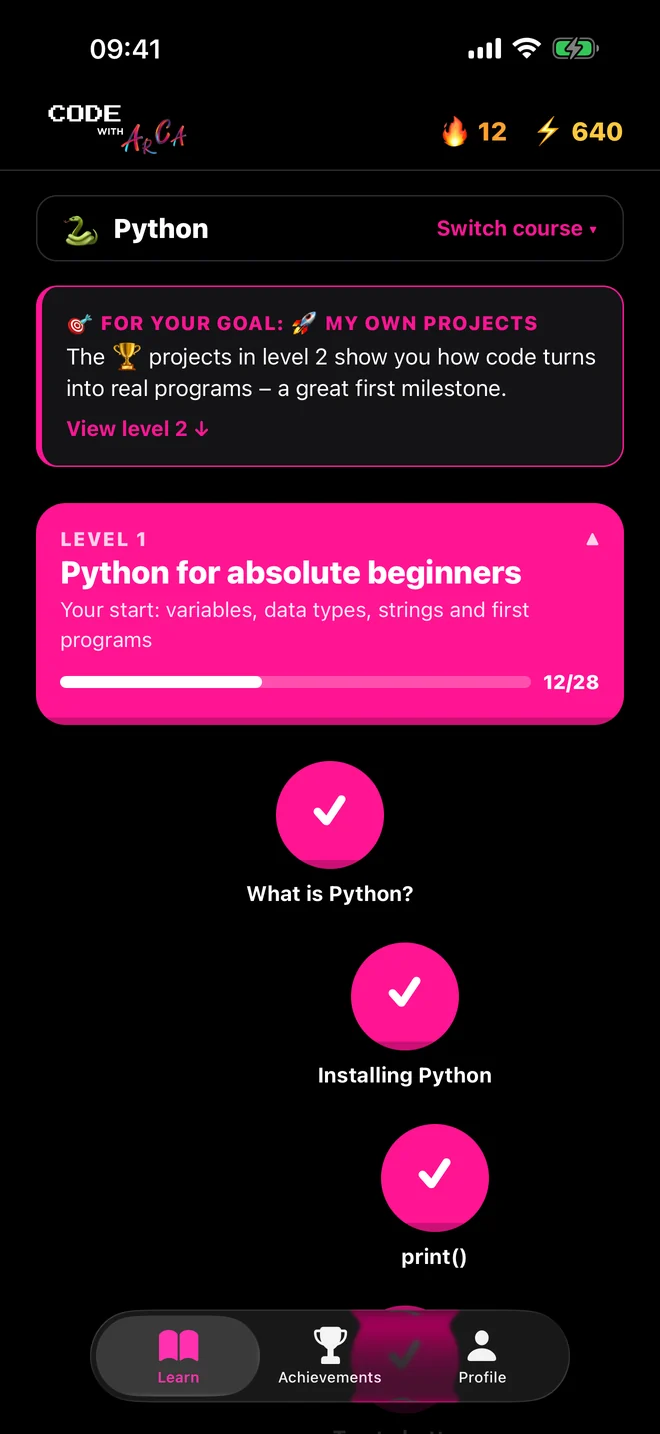 Learning path with level 1
